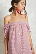 Forever21 Striped Puff-sleeve Dress