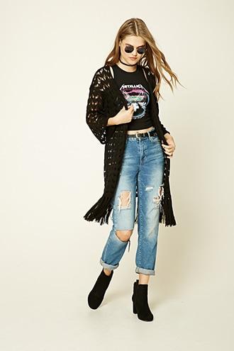 Forever21 Women's  Tasseled Chevron Cardigan