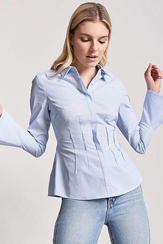 Forever21 Fluted Pinstripe Shirt