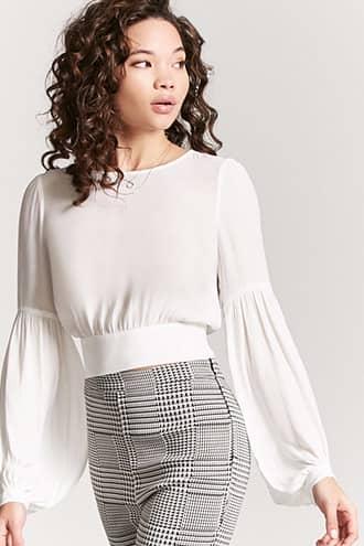 Forever21 Sheer Balloon Sleeve Top