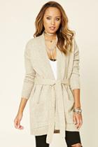 Forever21 Women's  Oatmeal Marled Knit Cardigan