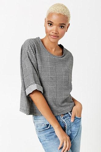 Forever21 Boxy Glen Plaid Top
