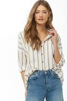 Forever21 Gauze Woven Striped High-low Shirt
