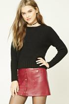 Forever21 Women's  Black Boxy Ribbed Knit Sweater