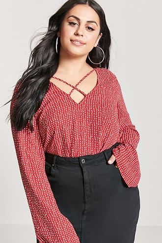 Forever21 Plus Size Geo-print Caged Top