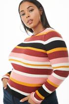 Forever21 Plus Size Ribbed Multicolor Striped Sweater