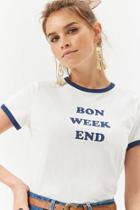 Forever21 Bon Weekend Graphic Ringer Tee