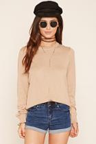 Forever21 Women's  Taupe Long-sleeved Sweater Top