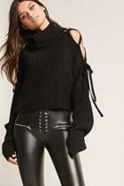 Forever21 Lace-up Turtleneck Sweater