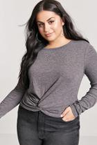Forever21 Plus Size Ribbed Knit Twist-front Top