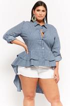Forever21 Plus Size Striped Chambray High-low Tiered Shirt