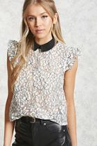 Forever21 Contrast Collar Crochet Top
