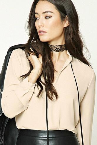 Forever21 Ruffled Tie-neck Blouse