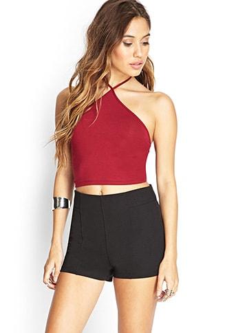 Forever21 Textured Knit High-waist Shorts