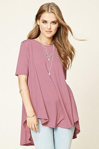 Forever21 Women's  Mauve Curved-hem Trapeze Top