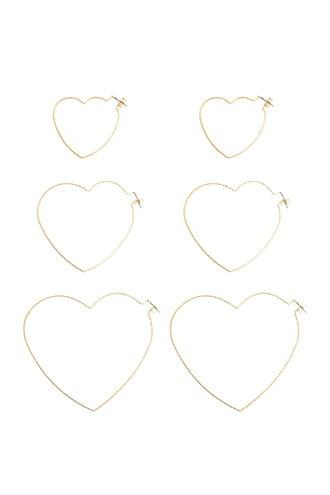 Forever21 Etched Heart Hoop Earring Set