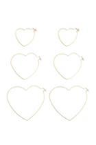 Forever21 Etched Heart Hoop Earring Set