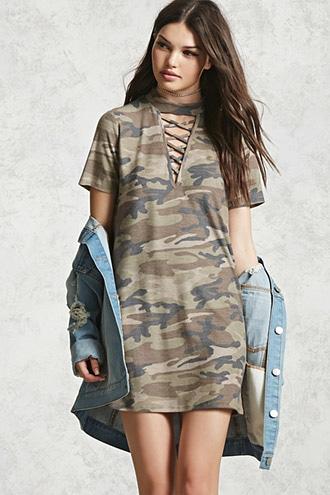 Forever21 Crisscross-front Camo Dress