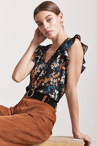 Forever21 Floral V-neck Flounce Top