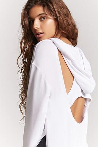 Forever21 Active Dolphin-hem Hooded Top