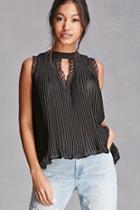 Forever21 Pleated Lace Trim Top