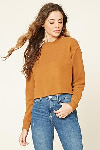 Forever21 Women's  Amber Raw-cut Fleece Pullover