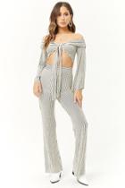 Forever21 Striped Off-the-shoulder Crop Top & Pants Set