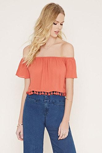 Forever21 Tasseled Fringe Crop Top