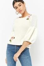 Forever21 Ribbed Floral Applique Top