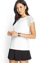 Forever21 Lace Sleeved Baseball Tee