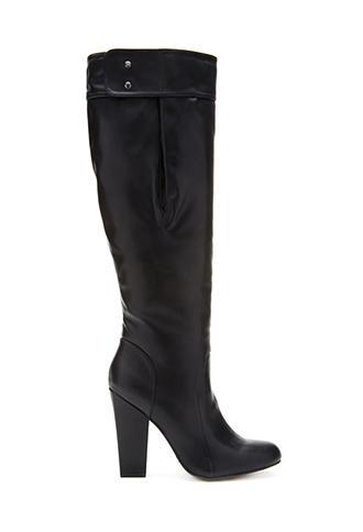 Forever21 Faux Leather Knee-high Boots Black 6