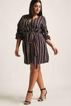 Forever21 Plus Size Stripe Surplice Pickup-sleeve Dress