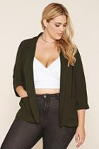 Forever21 Plus Women's  Olive Plus Size Collared Blazer