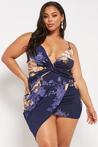 Forever21 Plus Size Floral Twist-front Mini Dress