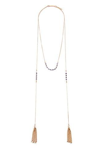 Forever21 Beaded Tassel Necklace (gold/purple)