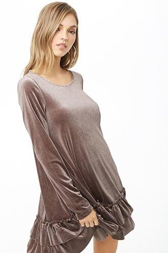 Forever21 Ruffled Velvet Shift Dress