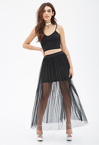 Forever21 Tulle Overlay Maxi Skirt
