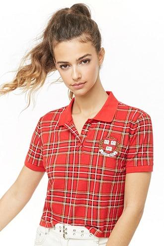 Forever21 Plaid Harvard Logo Top