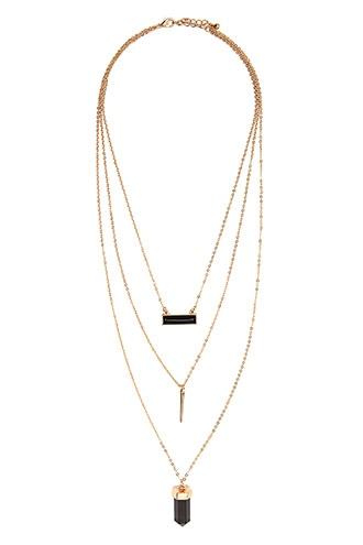 Forever21 Gold & Black Faux Stone Layered Necklace