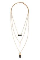 Forever21 Gold & Black Faux Stone Layered Necklace