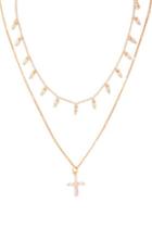Forever21 Rhinestone & Cross Pendant Chain Necklace Set