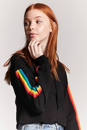 Forever21 French Terry Stripe Hooded Top
