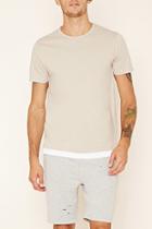21 Men Men's  Taupe & White Layered-hem Tee