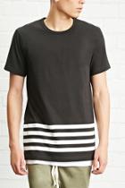 21 Men Men's  Black & White Stripe-hem Tee