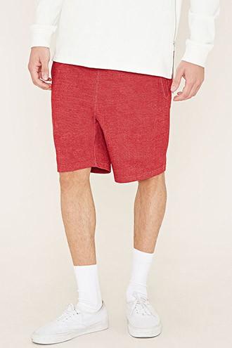 21 Men Men's  Red & White Cotton-blend Drawstring Shorts