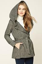 Forever21 Women's  Charcoal Hooded Button-front Jacket