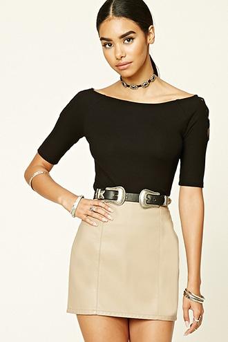 Forever21 Women's  Black Strappy Cutout Raglan Top