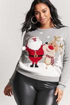 Forever21 Plus Size Santa Reindeer Graphic Holiday Sweater