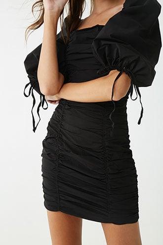 Forever21 Ruched Balloon-sleeve Mini Dress