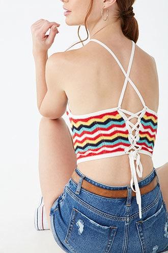 Forever21 Sweater-knit Lace-up Top